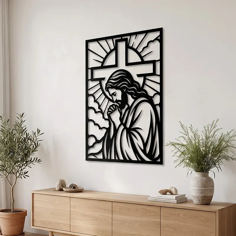 Praying Jesus Cross Wall Art LED