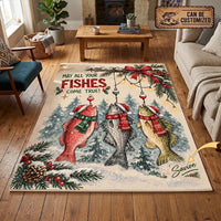 May All Your Fishes Come True Christmas Fishing Rug