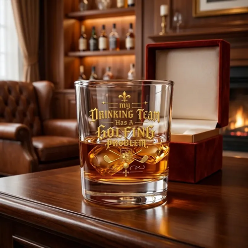 My Drinking Team Has a Golfing Problem Funny Golf Whiskey Glass