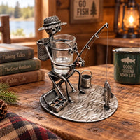 Fishing Man Metal Art Fishing Gift Shot Glass Holder