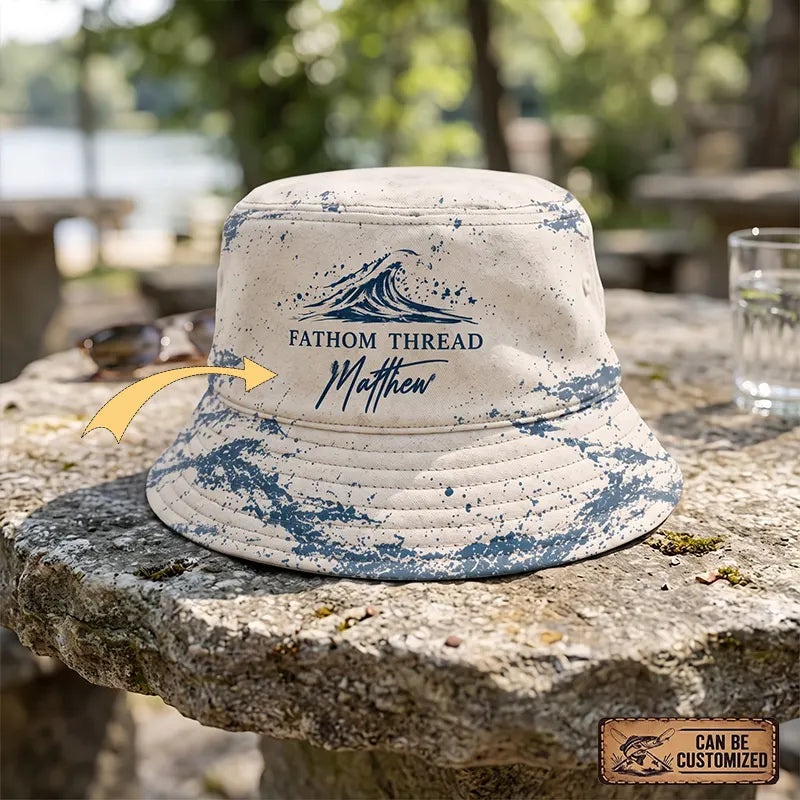 Personalized Fishing Fathom Thread Ocean Wave Bucket Hat