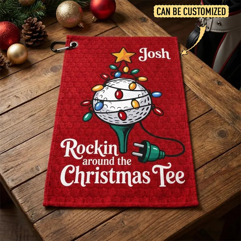 Rockin Around The Christmas Tee Funny Golf Towel
