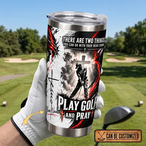 Personalized Jesus Play Golf And Pray Christian 20oz Tumbler