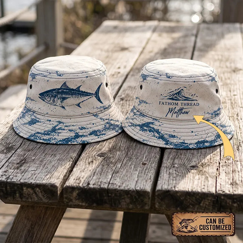 Fathom Thread Outdoor Hook Seek Tuna Strike Fishing Bucket Hat
