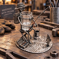 Fishing Man Metal Art Fishing Gift Shot Glass Holder