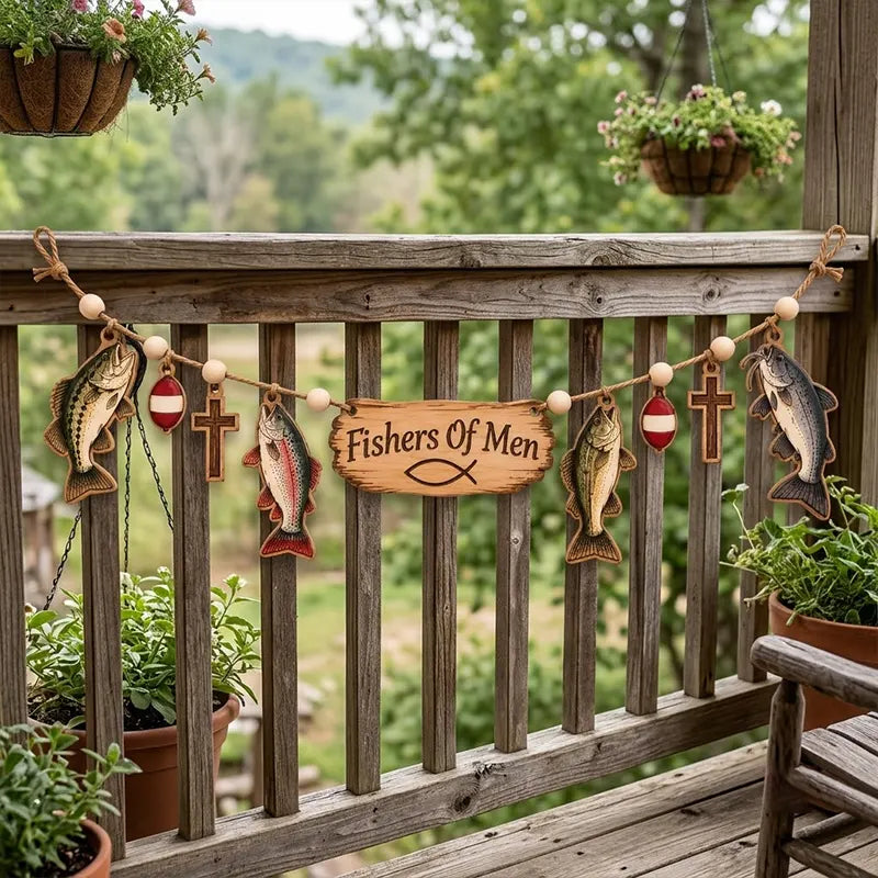 Personalized Fishers Of Men Wooden Garland