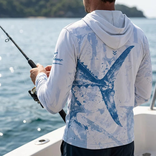 Tuna Fishing Ocean Design Hooded Long Sleeve Shirt