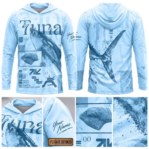 Tuna Fishing Ocean Design Hooded Long Sleeve Shirt