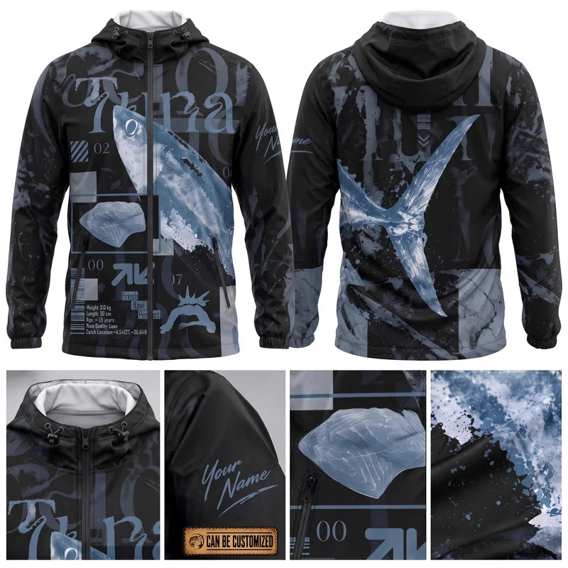 Tuna Fishing Ocean Design Windbreaker Jacket