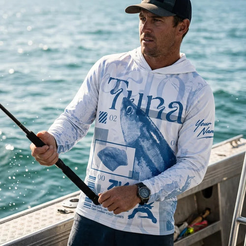 Tuna Fishing Ocean Design Hooded Long Sleeve Shirt
