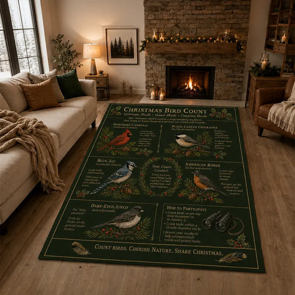 Christmas Bird Count Wildlife Bird Watching Rug