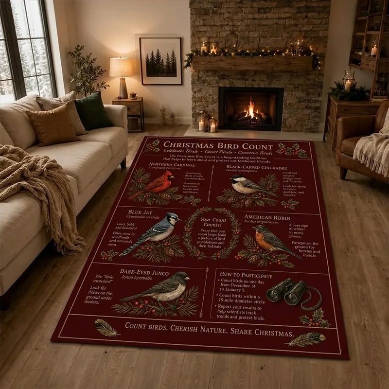 Christmas Bird Count Wildlife Bird Watching Rug