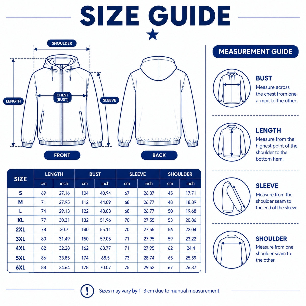 Size chart for this style