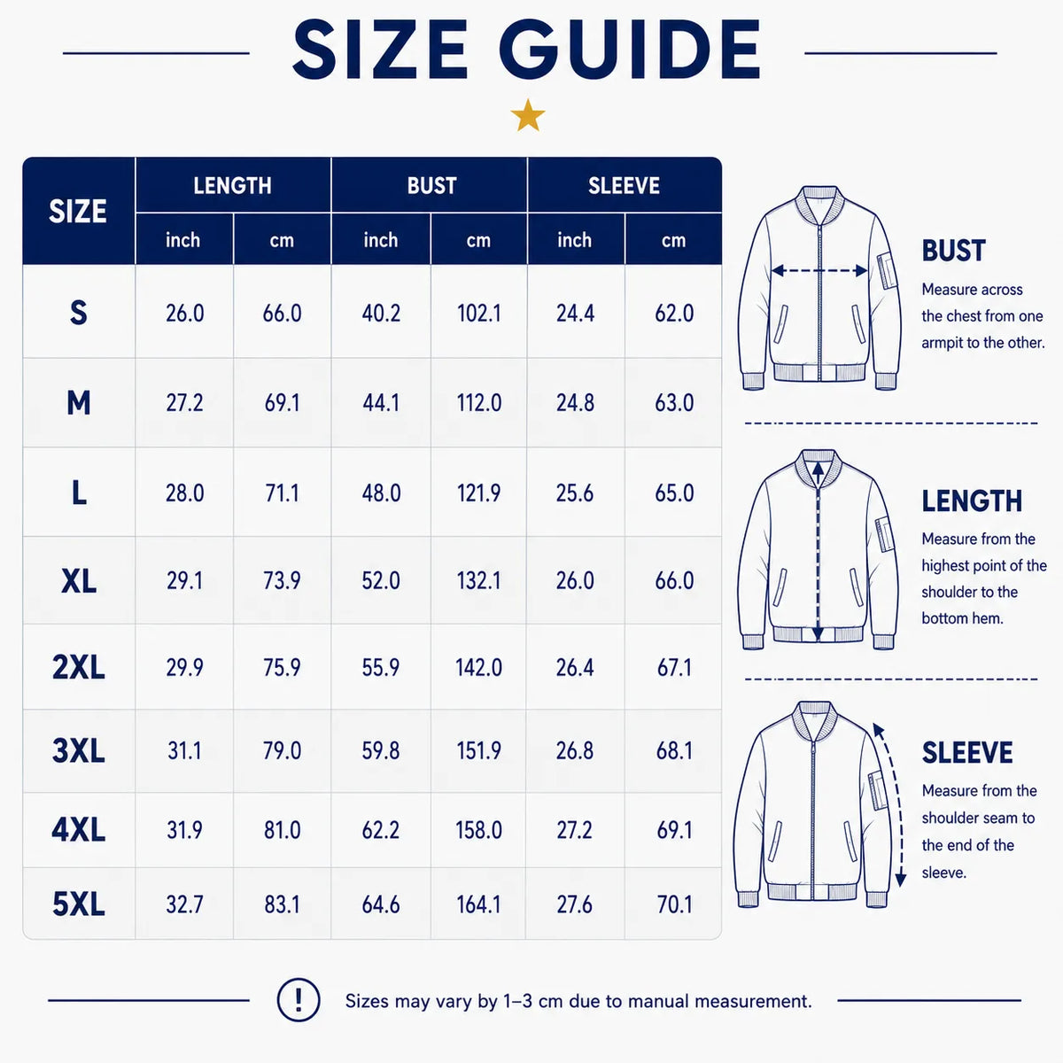 Size chart for this style