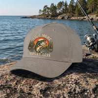 Fish More Worry Less Fishing Embroidered Cap